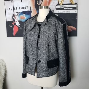 Pink Tartan Black and Gray Tweed Wool Blend Jacket